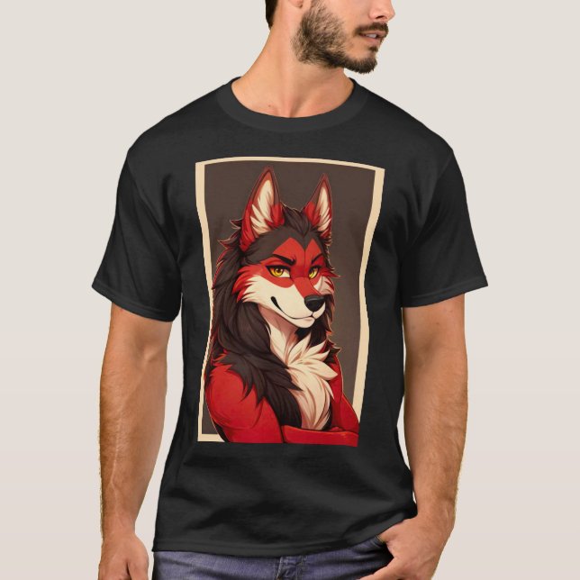 Werewolf Furry Wolf Fox Girl Art T-Shirt (Front)