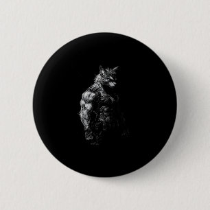Werewolf Gym Workout Fitness Bodybuilding Weightli 2 Inch Round Button