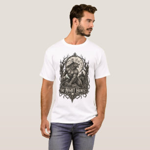 Werewolf Halloween Gothic Badge Vintage Horror T-Shirt