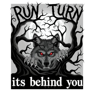 Werewolf Halloween Horror Design Run Turn Ai-Art   T-Shirt