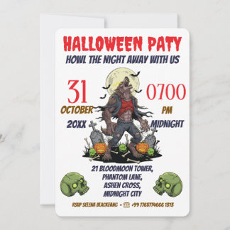 🎃 Werewolf Halloween Invite Card 🐺