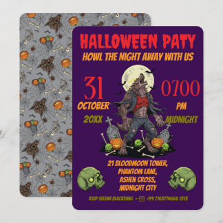 🎃 Werewolf Halloween Invite Card 🐺