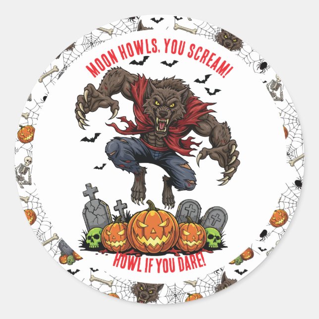 🐺 Werewolf Halloween Stickers & Labels 🎃💀 (Front)