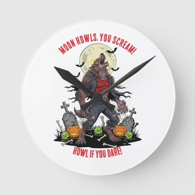 🐺 Werewolf Halloween Wall Clock 🎃 (Front)
