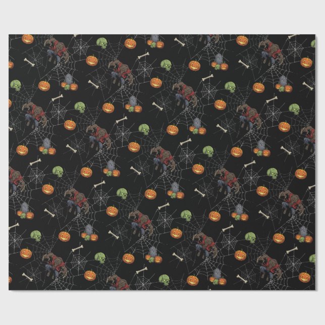 🐺 Werewolf Halloween Wrapping Paper 🎃💀 (Flat)