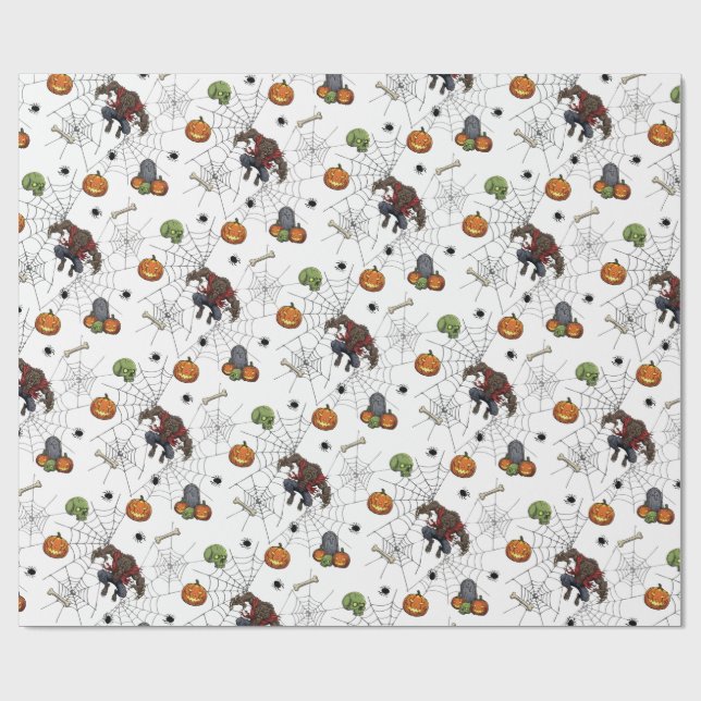 🐺 Werewolf Halloween Wrapping Paper 🎃💀 (Flat)