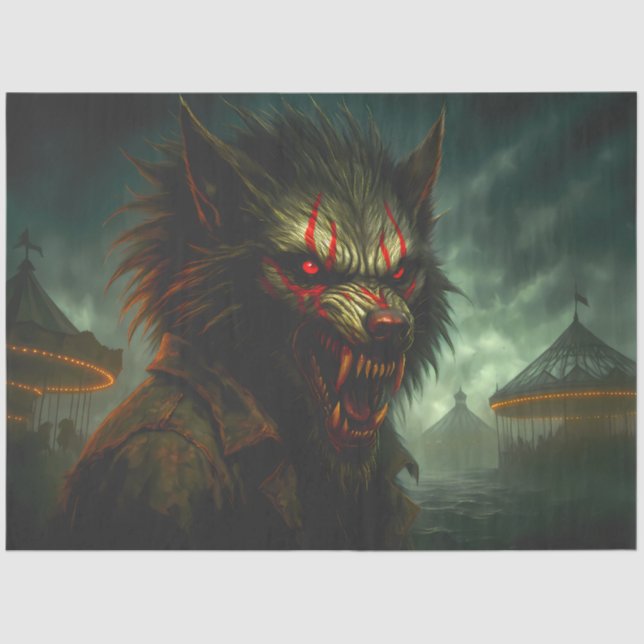 Werewolf Haunted Carnival Gothic Horror Halloween Tissue Paper (Front)