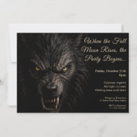 Werewolf Howl Halloween Costume Party Invitation