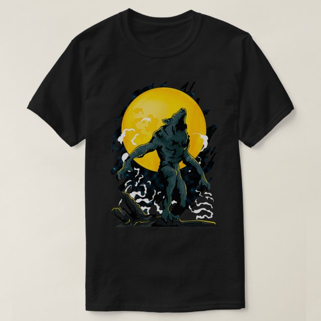Werewolf Howling At The Full Moon Graphic  T-Shirt (Design Front)