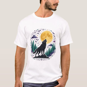 Werewolf Howling Moon Gothic Halloween Art T-Shirt