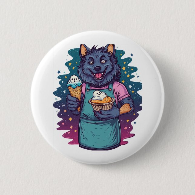 Werewolf Ice Cream Stand 2 Inch Round Button (Front)