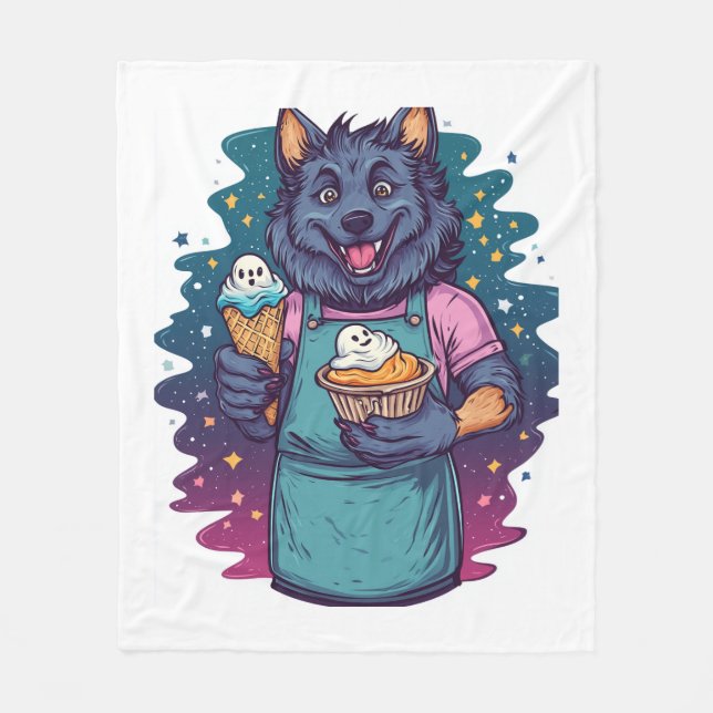 Werewolf Ice Cream Stand Fleece Blanket (Front)
