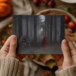 Werewolf Little Red Riding Hood Spooky Postcard<br><div class="desc">This design may be personalized by choosing the customize further option to add text. Contact me at colorflowcreations@gmail.com if you with to have this design on another product. Purchase my original abstract acrylic painting for sale at www.etsy.com/shop/colorflowart. See more of my creations or follow me at www.facebook.com/colorflowcreations, www.instagram.com/colorflowcreations, www.twitter.com/colorflowart, and...</div>