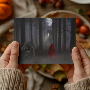 Werewolf Little Red Riding Hood Spooky Postcard