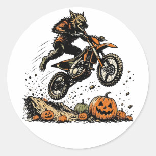 Werewolf Motocross Classic Round Sticker