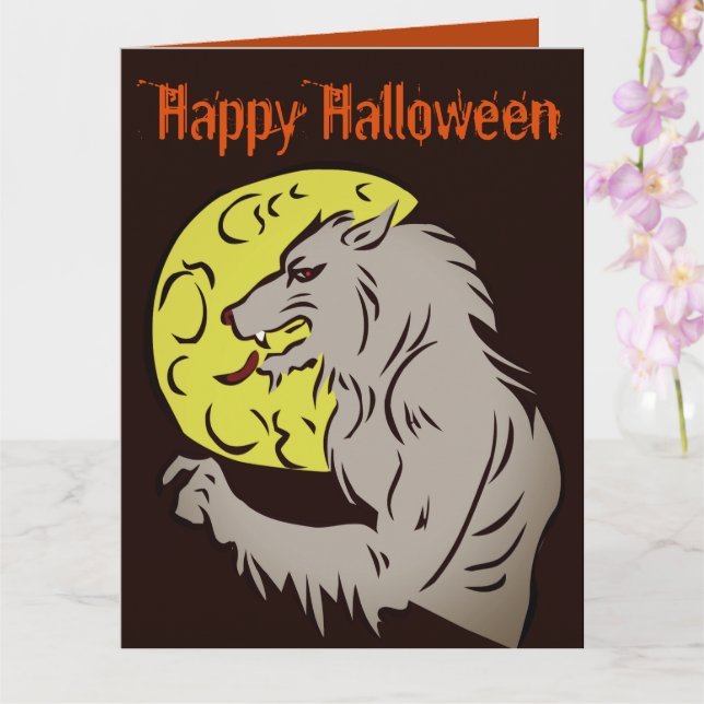 Werewolf on full moon card (Orchid)