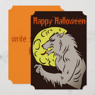 Werewolf on full moon invitation