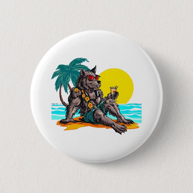 werewolf on vacation 2 inch round button (Front)