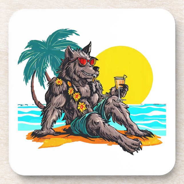 werewolf on vacation coaster (Front)