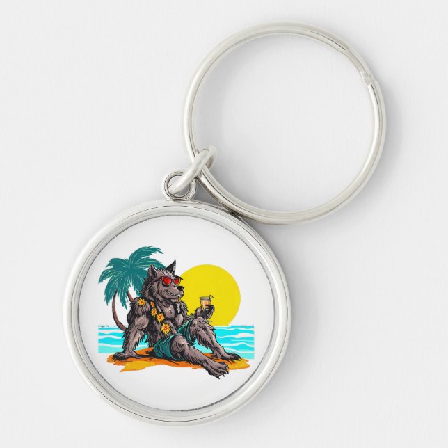 werewolf on vacation keychain (Front)