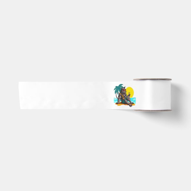 werewolf on vacation satin ribbon (Front)