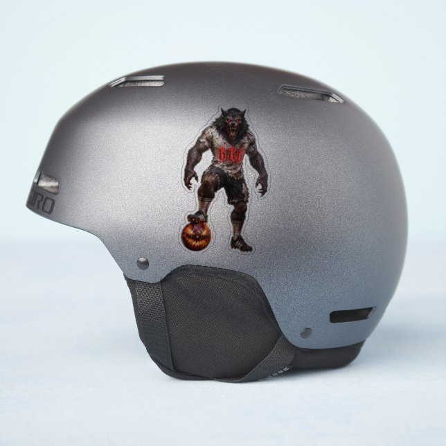 Werewolf Soccer Player Halloween Horror Art (Helmet Side)