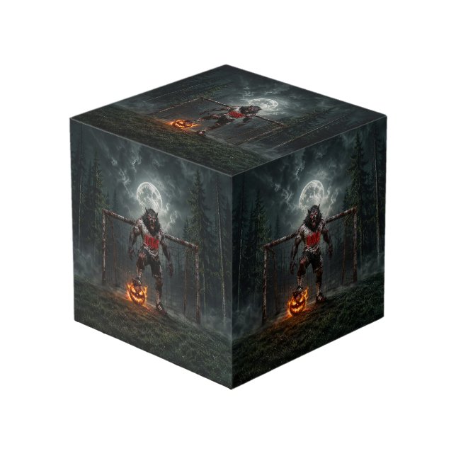 Werewolf Soccer Player Halloween Horror Art Cube (Front Angled)