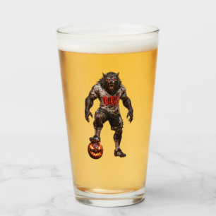 Werewolf Soccer Player Halloween Horror Art Glass