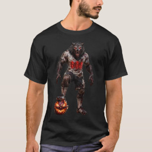 Werewolf Soccer Player Halloween Horror Art T-Shirt