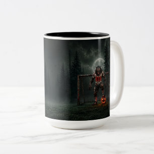 Werewolf Soccer Player Halloween Horror Art Two-Tone Coffee Mug