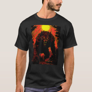 Werewolf Vintage Cinema Night Moon Forest T-Shirt