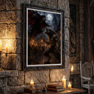 Werewolf vs Vampire Medieval Dark Fantasy Battle Poster