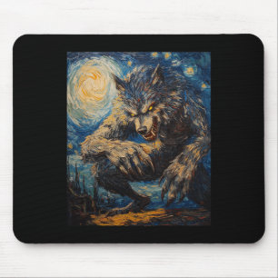 Werewolf Wolf Wolves - Van Gogh Style – Starry Nig Mouse Pad