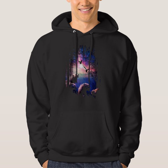 Werewolves Mythical Creatures Wolf Hooling To Moon Hoodie (Front)