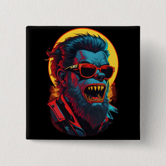 Werewolves Zombie 2 Inch Square Button (Front)