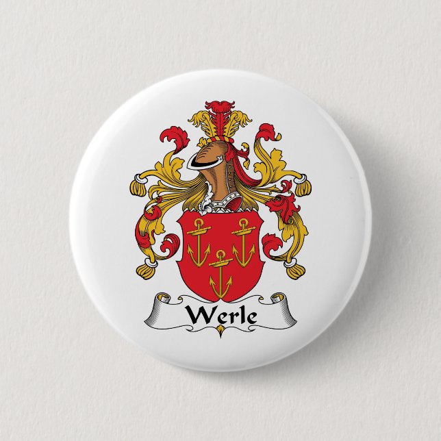 Werle Family Crest 2 Inch Round Button (Front)