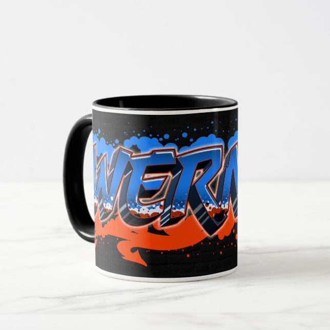 Werner first name graffiti blue orange mug (Front Left)