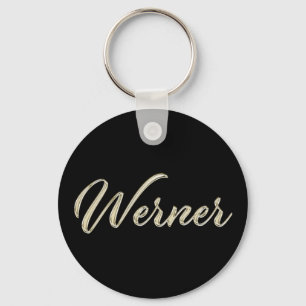 Werner Name whitegold Button Schlüsselanhänger Keychain