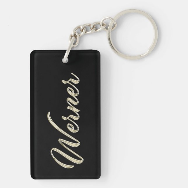 Werner name whitegold key trailer keychain (Back)