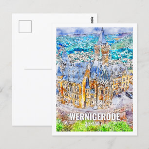 Wernigerode Germany Famous Travel Place Watercolor Postcard