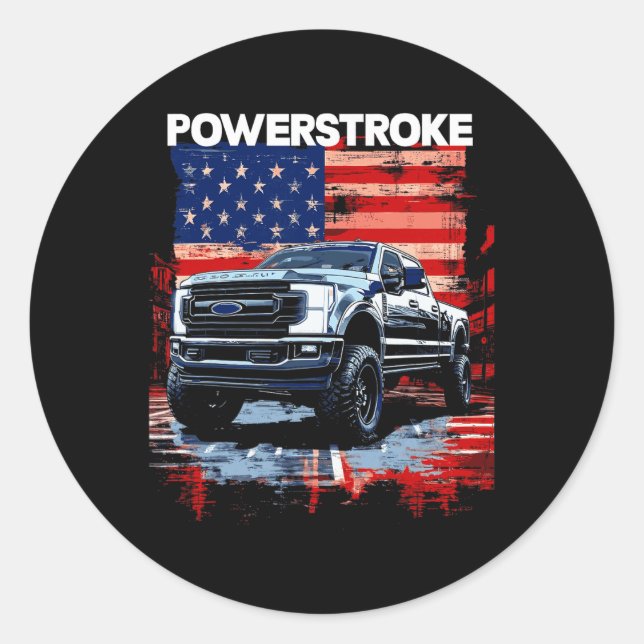Werstroke Single Cab Truck American Flag New Body  Classic Round Sticker (Front)