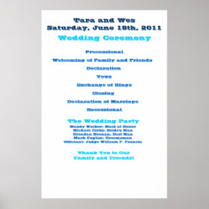 Wes and Tara Wedding Program Poster