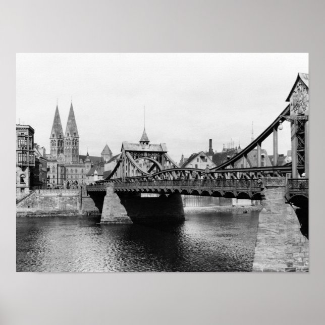 Weser Bridge, Bremen, c.1910 Poster (Front)
