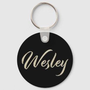 Wesley Name whitegold Button Schlüsselanhänger Keychain