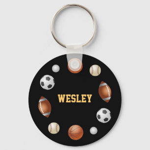 Wesley World of Sports Keychain - Black