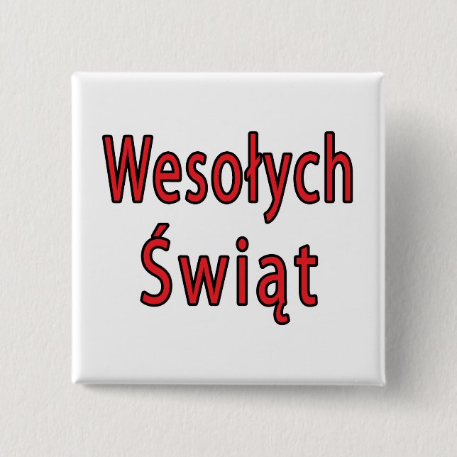 Wesolych Swiat 2 Inch Square Button (Front)