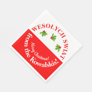 Wesolych Swiat Christmas Party Polish Flag & Name Napkin