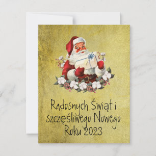 Wesołych Świąt Joyeuse carte de Noël en or polonai
