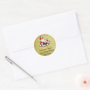 Wesołych Świąt Merry Christmas Card Polish Santa Classic Round Sticker