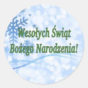 Wesołych Świąt ...! Merry Christmas in Polish g Classic Round Sticker